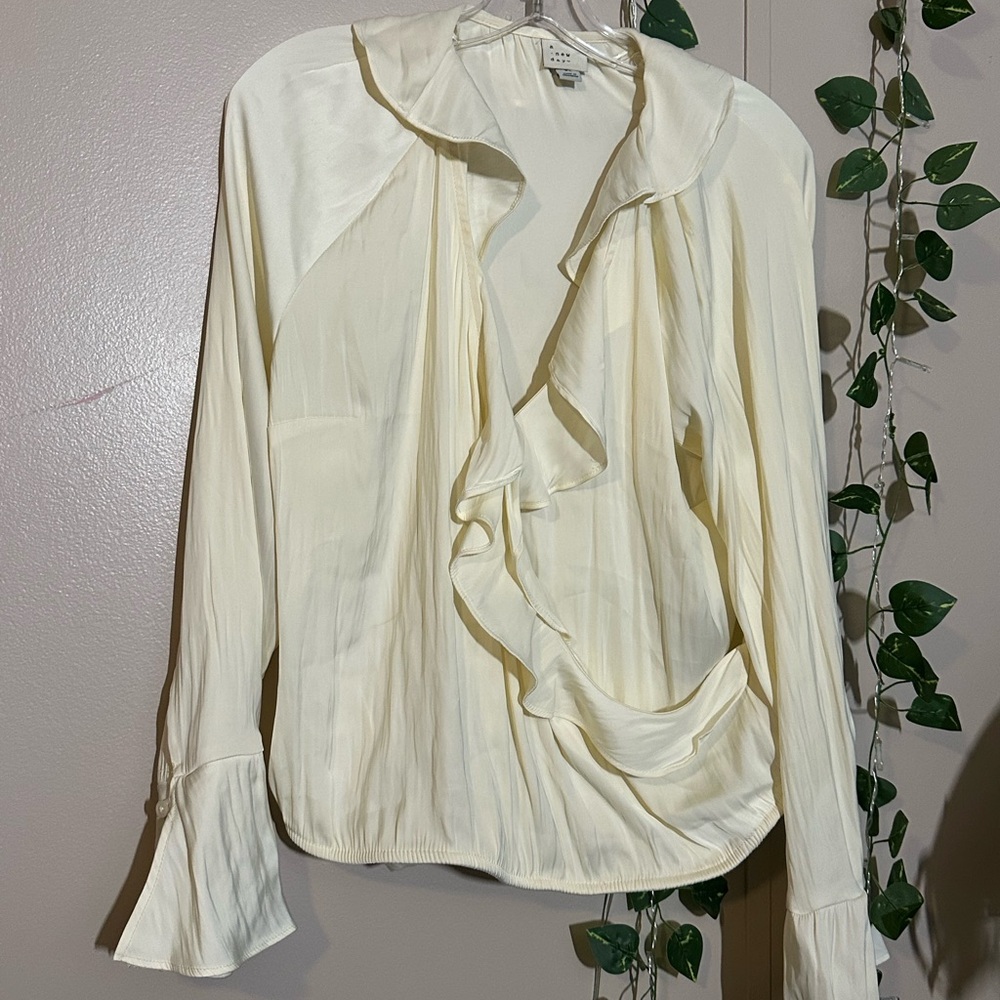 a new day Cream Ruffle Blouse